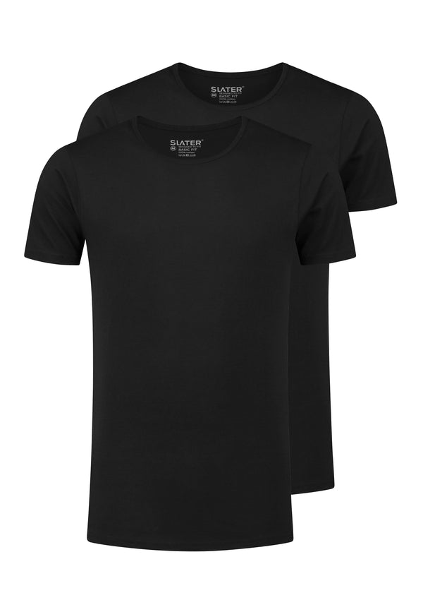 Basic Fit extra Long Ronde Hals T-shirt - Zwart (+7cm) -