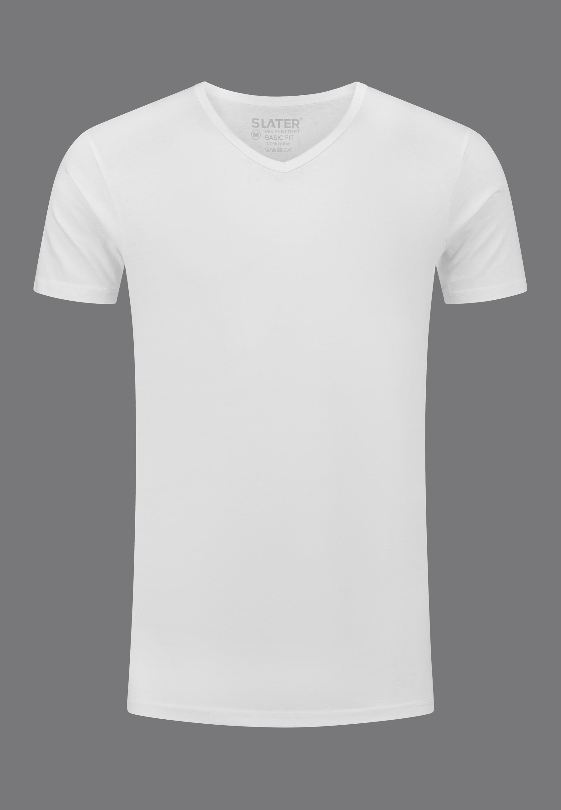 Logisch geweer gracht Basic Fit extra Long V Hals T-shirt - Wit (+7cm) - Slaterstore